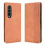 For Samsung Galaxy Z Fold3 5G Magnetic Buckle Retro Pattern Horizontal Flip Leather Case with Holder & Card Slot & Wallet(Brown)
