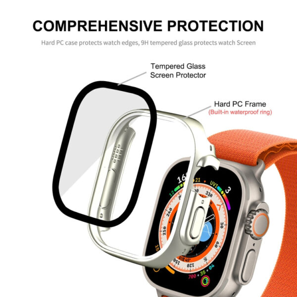 For Apple Watch Ultra 49mm ENKAY Hat-Prince Waterproof Full Coverage PC Frame + 9H Tempered Glass Case(Pink) - Image 3