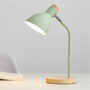 E27 Button Switch Wood Table Lamp Metal Shade Desk Light Bedside Reading Book Light Home Decor, Light Source:Normal Bulb(Green)