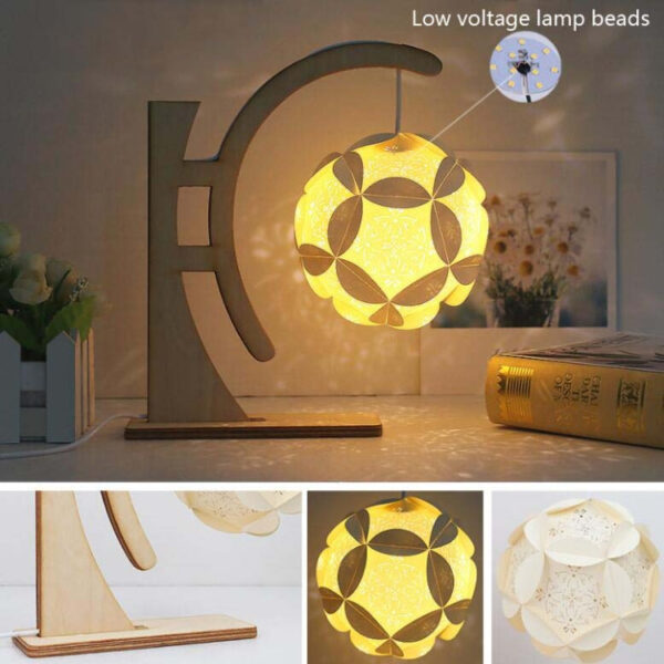 Paper Art Light And Shadow Paper Carving Lamp DIY Handmade Creative Small Table Lamp, Style:Arc-shaped - Image 2